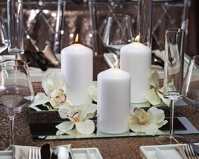 BOLSIUS 12 White Pillar Candles - 2.7 x 5.1 Inches Unscented Candle Set - 43 Hours - Dripless Clean Burning Smokeless Dinner Candle - Perfect for Wedding Candles, Parties and Special Occasions