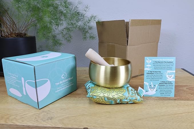 Tibetan Singing Bowl Set – 4-Inch BeMindful Sound Bowl for Meditation, Calm & Stress Relief | Designed for Tapping & Singing – Pure Resonance for Sound Healing, Yoga & Mindfulness – by CircleUp