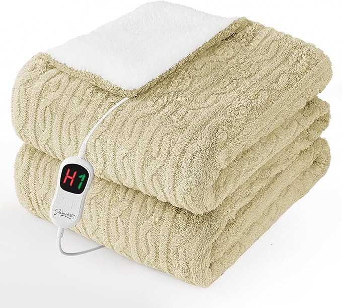 Homemate Electric Heated Blanket Full - 72"x84" Heating Bed Blankets Throw with 10 Heating Levels 8 Hours Auto Off Fast Heating Over-Heated Protection Ultra Soft Warm Flannel ETL Certified