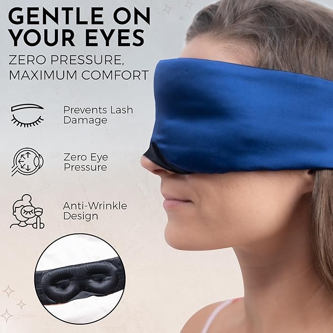 Mulberry Silk Eye Masks for Sleep (Navy Blue)