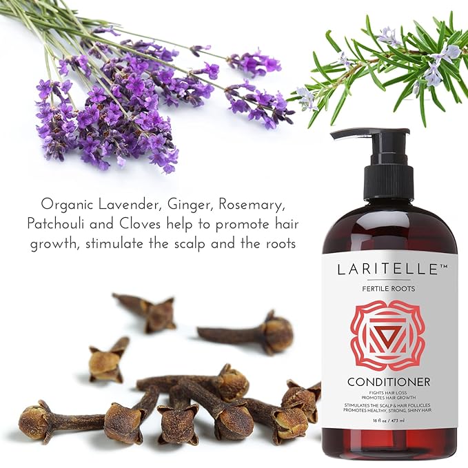 Laritelle Organic Anti-Thinning Conditioner | Fortifying, Strengthening & Rejuvenating | Prevents Hair Loss and Shedding, Promotes New Hair Growth | Ayurvedic Herbs, Lavender, Ginger, Rosemary