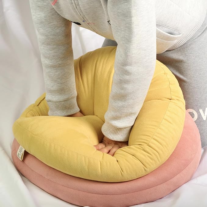 Round Throw Pillow 16x16 Down-like Polyester Filling Super Soft Cushion Ultra Fluffy Feather-like Touching Decor Circle Round Floor Pillow for Couch Bed, 1 Piece, Ginger Yellow