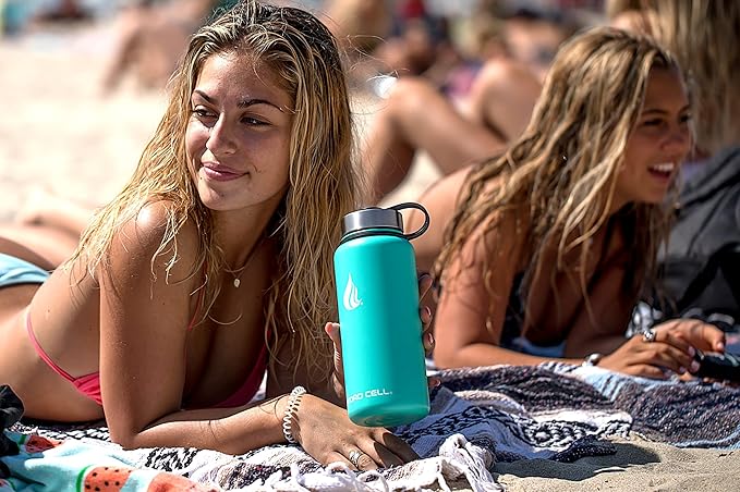 HYDRO CELL Stainless Steel Insulated Water Bottle with Straw - For Cold & Hot Drinks - Metal Vacuum Flask with Screw Cap and Modern Leakproof Sport Thermos for Adults (Teal 32oz)