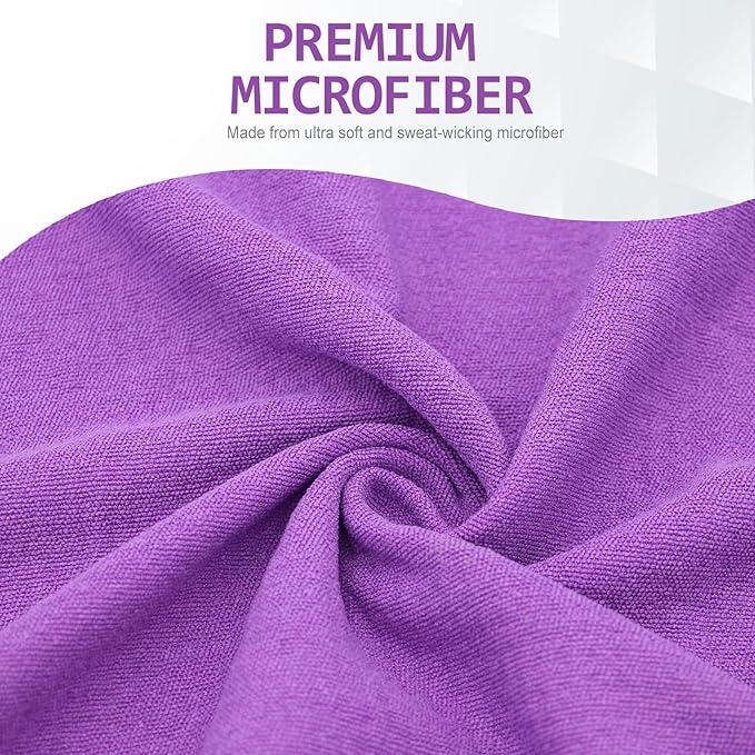 Eunzel Hot Yoga Towel - Microfiber Non Slip Yoga Mat Towel with Grip Dot Sweat Absorbent Towel for Hot Yoga, Pilates and Fitness 72" x 24", Purple/Orange