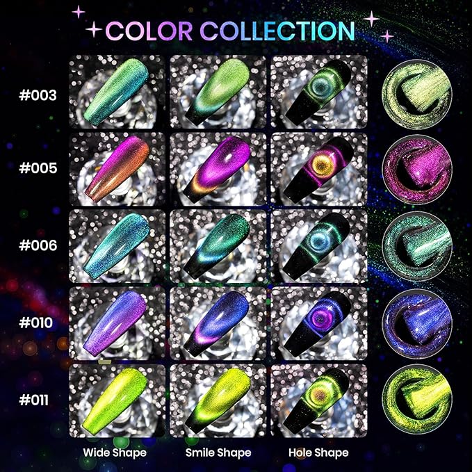 Cat Eye Gel Nail Polish Set - 12 Colors 9D Magnetic Nail Polish Gel Galaxy Cateye Nail Gels Polishes with 1 Black Gels and Magnetic Lamp Cure Required Home Manicure DIY Nail Art