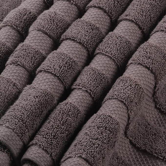 SOFE H&L | Olea Luxury Turkish Cotton Bath Towels Set of 3 : 1 Bath Towel, 1 Hand Towel, 1 Wash Cloths, Dark Gray |Thick, Premium, Soft, Durable, Absorbent - Hotel Quality Towel Sets for Bathroom