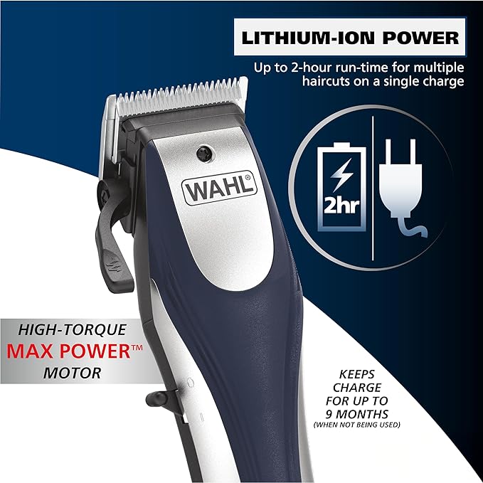 Wahl Lithium Ion Pro Rechargeable Cordless Hair Clippers for Men, Woman, & Children with Smart Charge Technology for Convenient at Home Haircutting - Model 79470