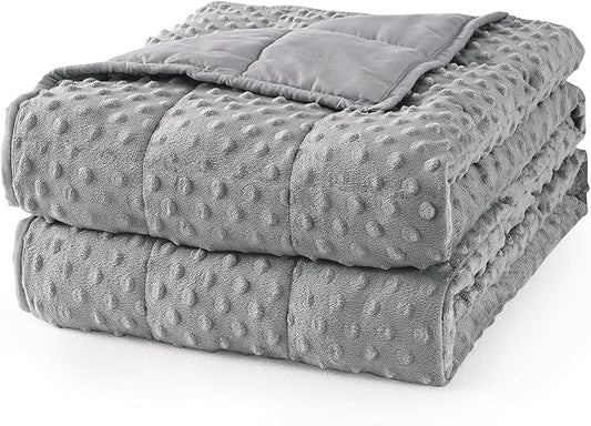 Mr. Sandman Weighted Blanket for Adults, Minky Dots Heavy Blanket for Woman,Man Sleeping and Calm, Soft and Cozy Weighted Throw Blankets, Machine Washable, 48 x 72in, 12 lbs, Grey