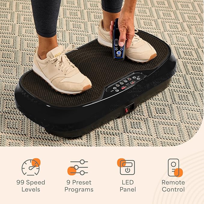 Lifepro Waver Mini Vibration Plate for Lymphatic Drainage – Whole Body Vibrating Platform Exercise Machine for Muscle Toning & Recovery with Remote & Resistance Bands, Max Load 260 lb