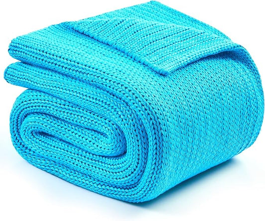 L'AGRATY Knitted Weighted Blanket - 48"x72" 20lbs Cooling Chunky Knit Heavy Blanket for Adults Braided Crochet Throw Thick Cable Yarn Knit Decorative No Beads Evenly Weighted Machine Washable