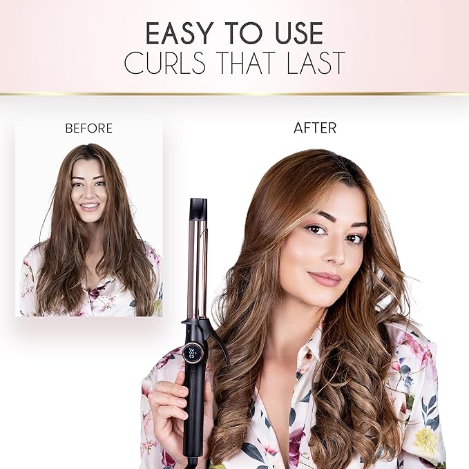 ELLA BELLA® Compact Curling Iron 1 Inch - Professional Curling Wand with Dual Voltage, Titanium Coating, for Long-Lasting Curls and Reliable Styling