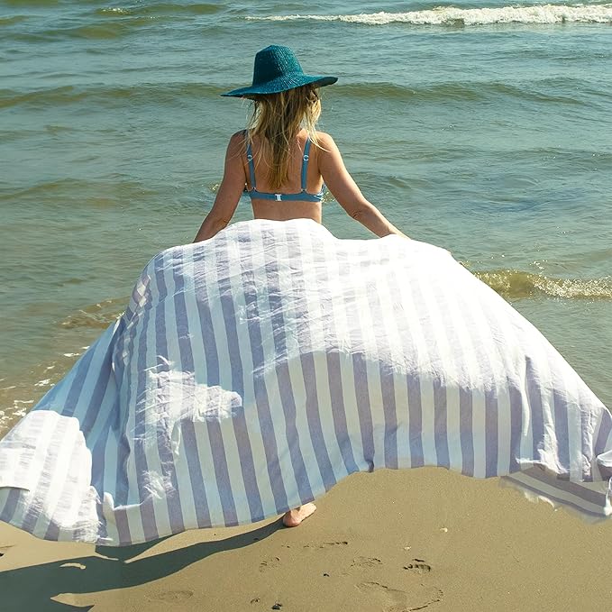 The Good Earth | 4 Pack Oversized Turkish Beach Towel Set Made of 100% Cotton | Luxury Turkish Beach Towels 35" x 78" | Turkish Beach Towels Oversized | Designed in USA | Ancara - Lilac