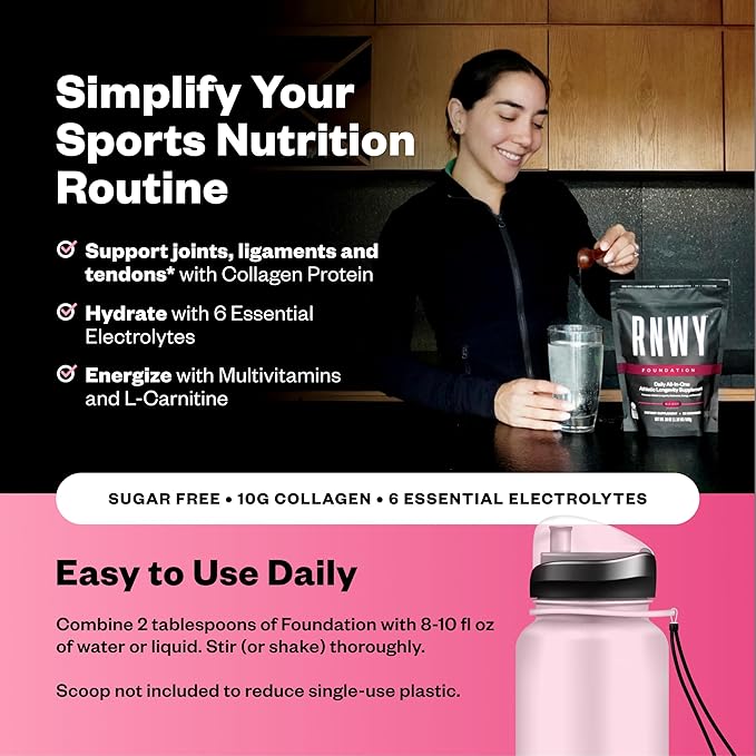Foundation Collagen + Hydration Powder, Daily Joint Support with Electrolytes, Wild Cherry, 10g Collagen Peptides, 30 Servings