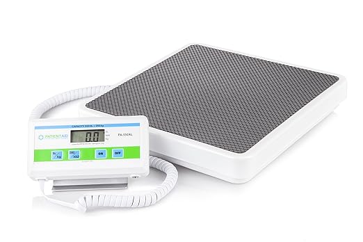 Medical Grade Floor Scale - Portable - Easy to Read Digital Display - Heavy Duty - Home, Hospital & Physician Use - Pound & Kilogram Settings - 12" x 12.5" Platform - 550 lb Limit by Patient Aid