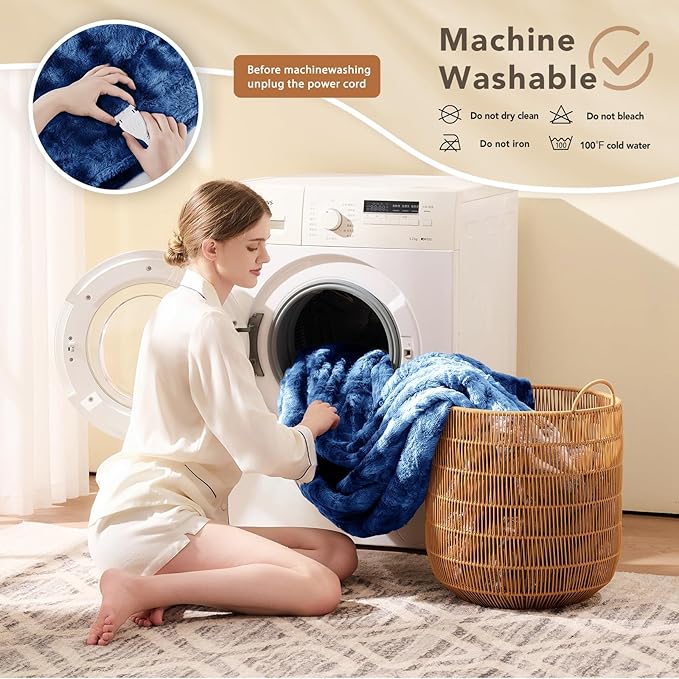 Homemate Electric Heated Blanket Full Size - 72"x84" Heating Blanket Full Size 1/2/4/6/8 Hours Auto-Off 10 Heat Level Over-Heat Protection Luxury Faux Fur Sherpa ETL Certification