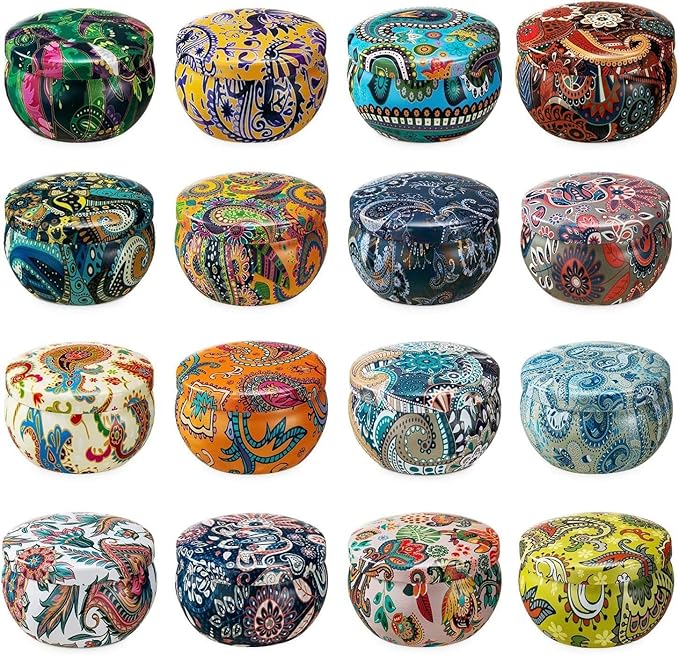 Set of 16 Small Scented Candles Soy Wax Aromatherapy Candles 2.5 OZ Portable Tin Candles with Lid, Relaxation Gifts Basket for Mother, Women, Friends and Coworkers