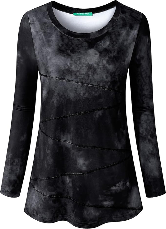 Kimmery Workout Tops for Women Long Sleeve Shirts for Women Quick Dry Line Decor Yoga Tops Sizes S-3XL