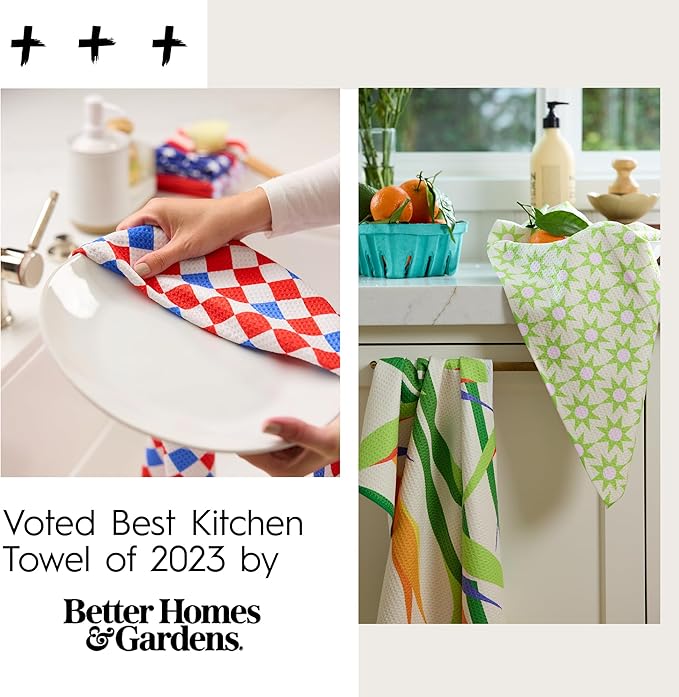 GEOMETRY Kitchen Towels - Quick Dry, Absorbent Microfiber Dish Towels for 4th of July, Memorial Day, Veterans Day, and Holiday Decor - Red, White, and Blue - Liberty Lines