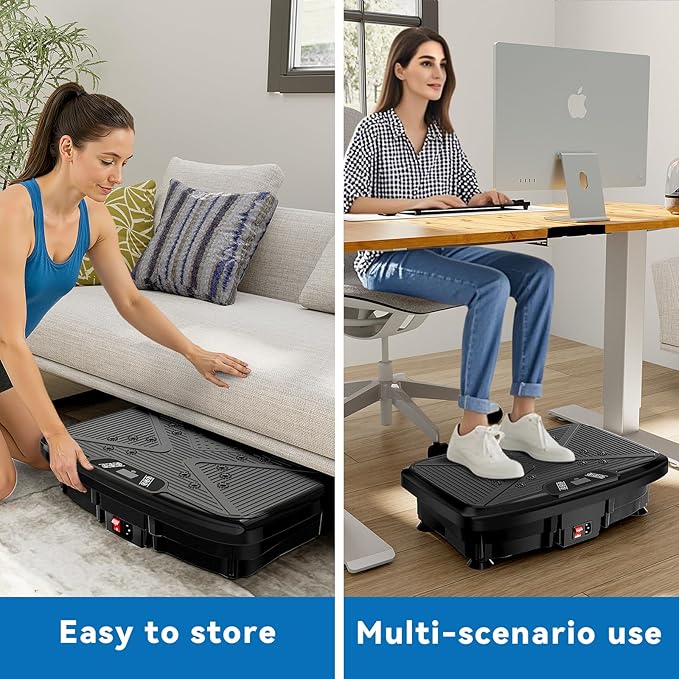 Vibration Plate Exercise Machine for Home & Office - Whole Body Vibration Platform Plate w/ Resistance Bands, Ultra Quiet Exercise Equipment for Weight Loss, Toning (Black-999)