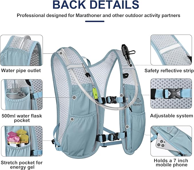 Running Hydration Vest 5L,Running Vest Pack with 1.5L Water Bladder,Lightweight Water Backpack for Hiking Running Cycling