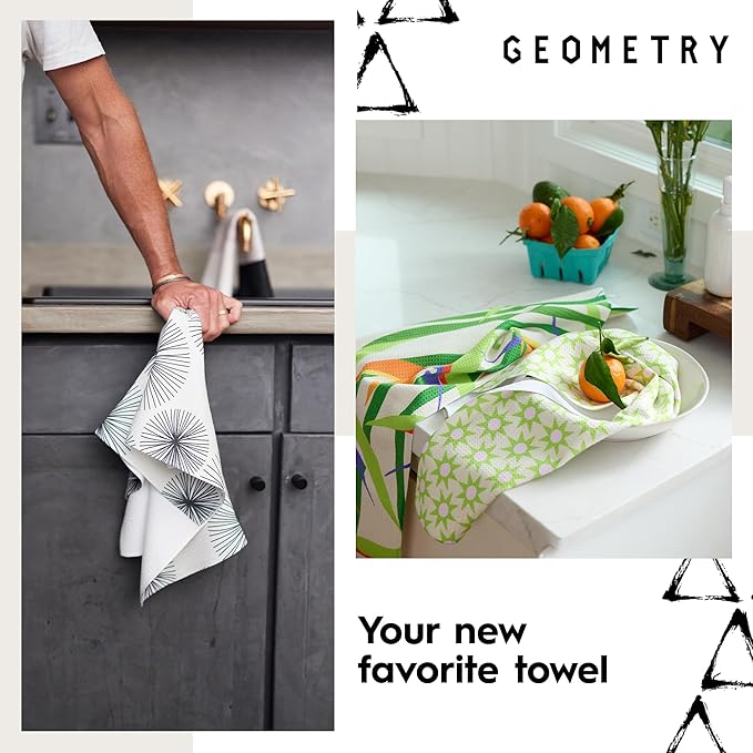 GEOMETRY Kitchen Towels - Quick Dry, Absorbent Microfiber Dish Towels for 4th of July, Memorial Day, Veterans Day, and Holiday Decor - Red, White, and Blue - Liberty Lines