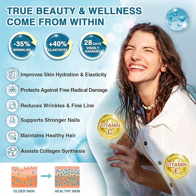 NATURE TARGET Marine Collagen Peptides Powder - Type I & III Collagen with Probiotics, Vitamin C & Hyaluronic Acid for Skin, Hair, Nails, Wild-Caught Fish & Grass-Fed Bovine, 35 Servings (Pack of 2)