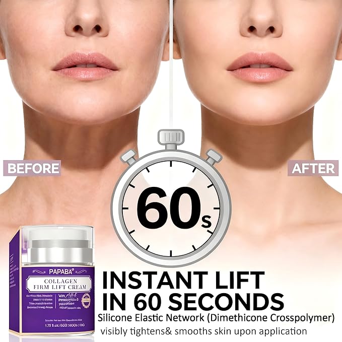 Instant Neck Firming Cream Face Tight Firm Lift Moisturizer Women Men- Collagen & Tripeptide AH-8 Updated Formula For Eye Décolleté Firming Cream for Visible Tightening -Sensitive Skin - Day & Night