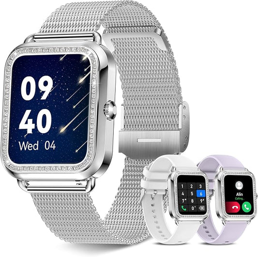 1.6'' Touch Screen Smart Watch for Women (Answer/Make Call), Activity Trackers and Smartwatches with Waterproof Heart Rate Sleep Monitor 100+ Sports Pedometer AI Voice,Fitness Watch for iPhone Android