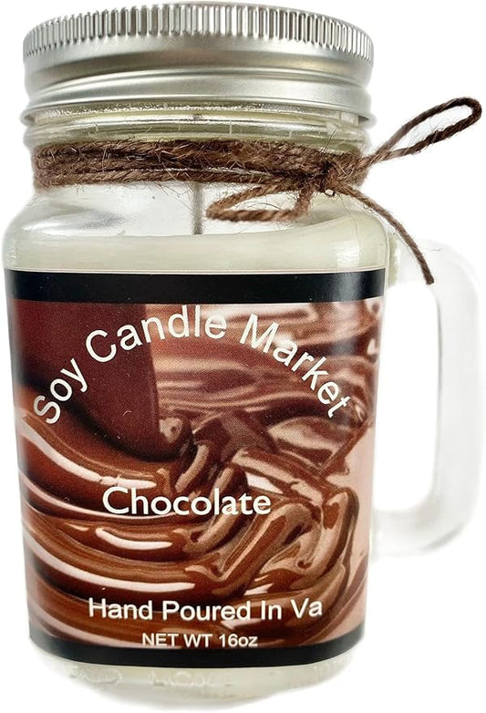 Soy Scented Candles | Handmade & Highly Aromatic Candles Burns Upto 85 Hours in Glass Jar - Perfect for Home Decor, Wedding, Birthday, Dinner (Chocolate, 16 oz)