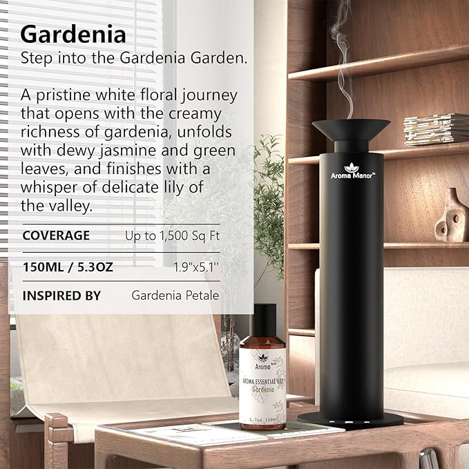 Hotel Diffuser Oil - Gardenia Essential Oils for Scent Air Cold Diffuser - Gardenia, Jasmine, Green Leaves, Lily of The Valley - Home Luxury Scents Aroma Fragrance