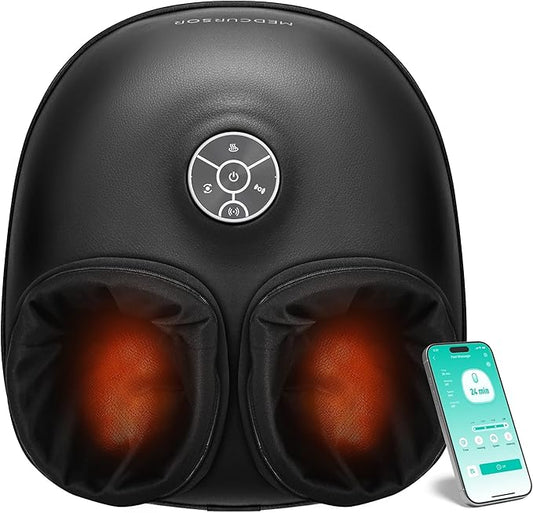Medcursor Foot Massager with Heat, Shiatsu Deep Kneading Machine, Multi Air Compression Intensity, Smart APP Mobile Remote Control and Foot Massage Relax for Home and Office Use, Gifts for Women Mom