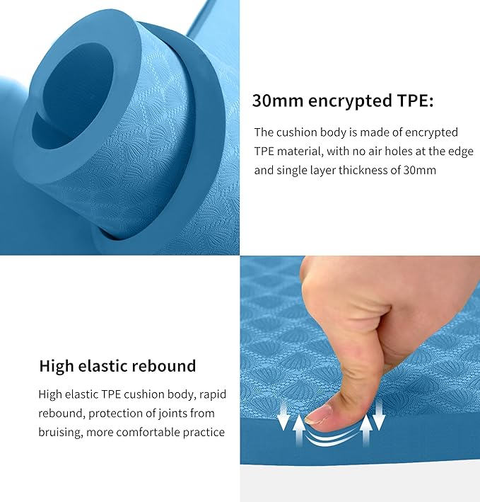 nuveti Large Exercise Mat - 15mm/20mm/30mm Thick Yoga Mat | Workout Mat for Fitness, Yoga, Pilates, Stretching & Floor Exercises for Women & Men with Free Carrying Bag