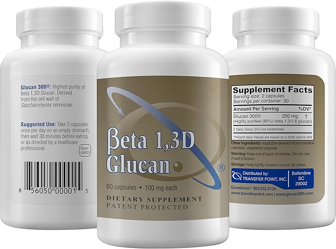 Transfer Point Immune Support Supplement Highly Purified Beta 1,3D Glucan 100 mg per Capsule (b-glucan Fiber) (Pack of 1)