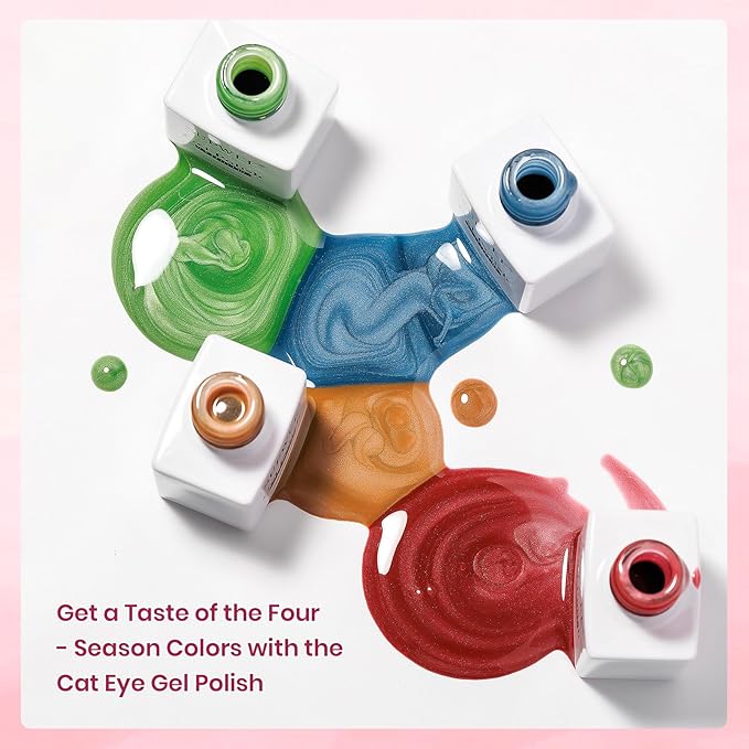 24 Colors Cat Eye Gel Nail Polish Set, Summer Magnetic Nail Gel Polish Silver Nude Pink Blue Cateye Gels for Nails Varvish Home DIY
