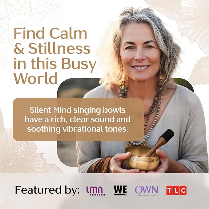 Tibetan Singing Bowl Set – Authentic Plain Design – Sound Bowl & Meditation Bowl with Cushion, Mallet & Guide – Chakra Balancing – Sound Bath Instruments – Therapeutic Sound Devices