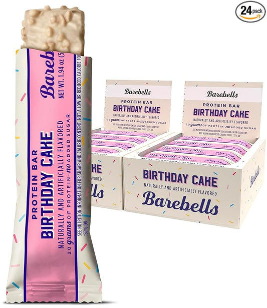 Barebells Protein Bars Birthday Cake - 12 Count, Pack of 2 - Protein Snacks with 20g of High Protein - Chocolate Protein Bar with 1g of Total Sugars - On The Go Protein Snack & Breakfast Bars…