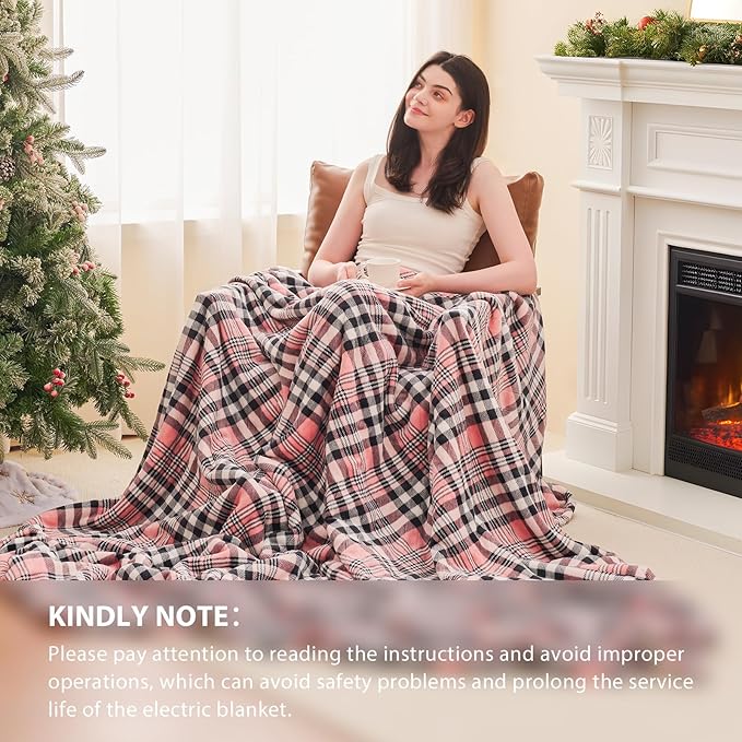 HomeMate Electric Blanket Heated Full Size - 72“x84“ Ultra Soft Cozy Flannel Heating Blanket with 10 Fast Heat Levels 8 Hours Auto Off Over-Heated Protection ETL Certification Keep Warm in Home Office