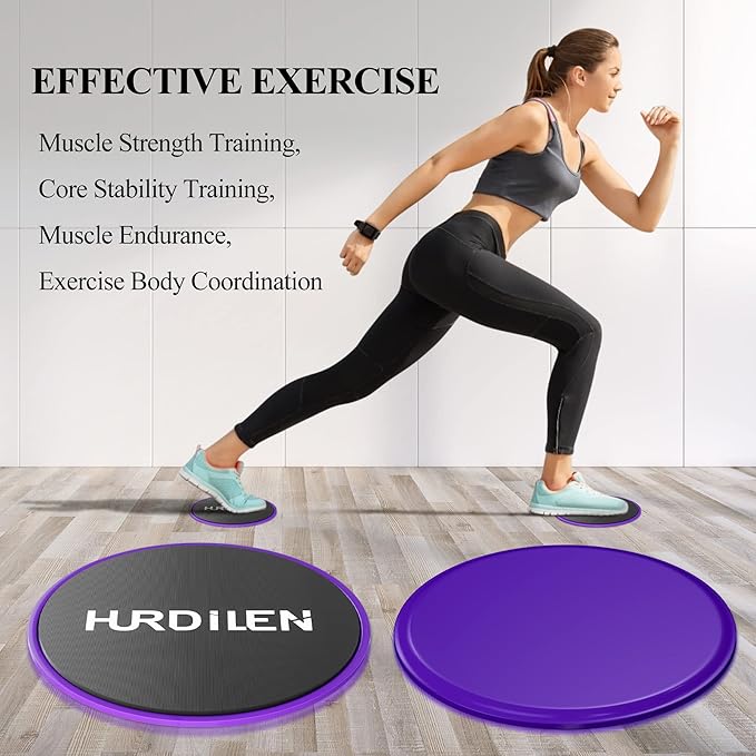 Core Sliders, Exercise Gliding Discs Dual Sided Use on Carpet and Hardwood Floors, Lightweight and Perfect Fitness Apparatus for Training Abdominal Core Strength