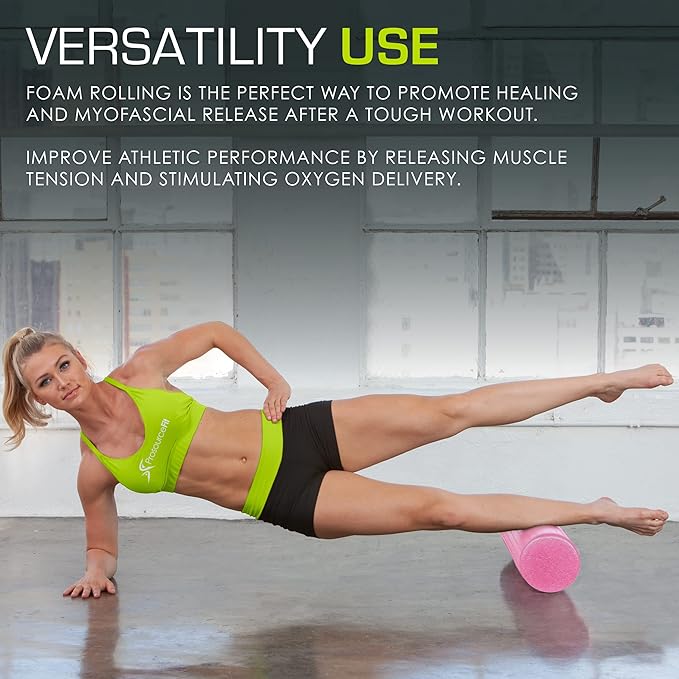 ProsourceFit High Density Foam Rollers 12 - inches Long, Firm Full Body Athletic Massage Tool for Back Stretching, Yoga, Pilates, Post Workout Muscle Recuperation
