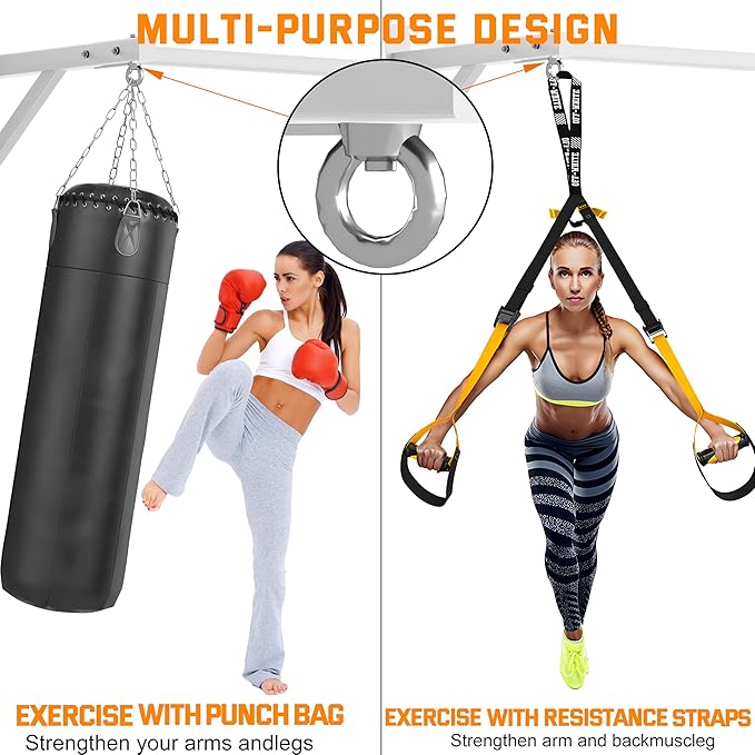 Pull Up Bar Wall Mounted, Heavy Duty 650 lbs Capacity Chin Up Bar, 48" Multi-Grip Strength Training Pull-up Bars, for Home Gym Garage/Backyard Total Body Workout, Ease Of Use Mounting (White)