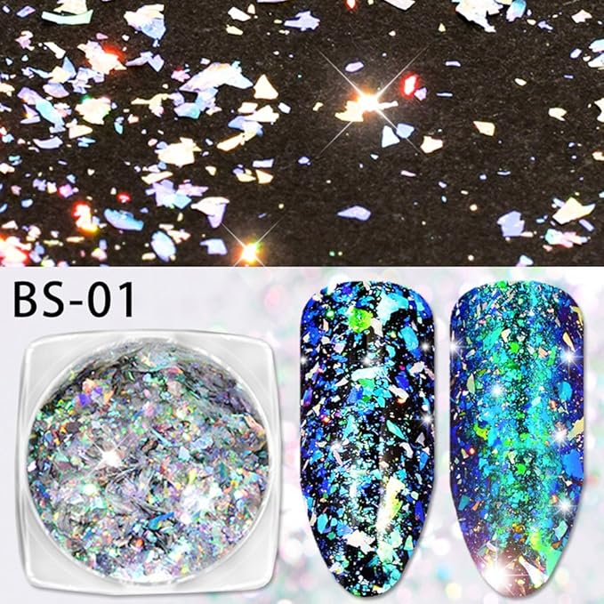 Nail Art Chameleon Sequins Laser Glitter Holographic Flakes Paillette 3D Galaxy Mirror Powder 3 Boxes