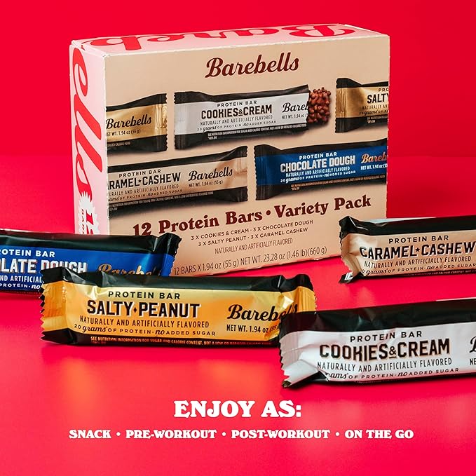 Barebells Protein Bars Variety Pack - 24 Bars (2 Packs of 12), 20g High Protein Treats - Chocolate Nutrition Bars with No Added Sugar - On-The-Go Breakfast or Post-Workout Snack