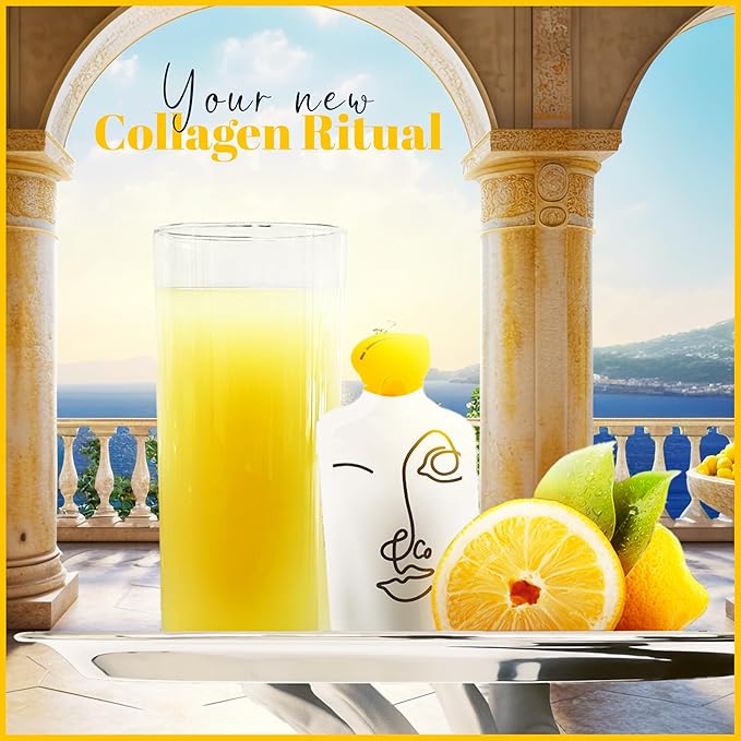LEMON & CO. Liquid Collagen for Women | Lemon Collagen Water Mix with 5000mg Marine Collagen Peptides, Organic Lemons & Vitamin C | Daily Elixir for Skin, Nails, Hair, Gut | No Preservatives, No Sugar