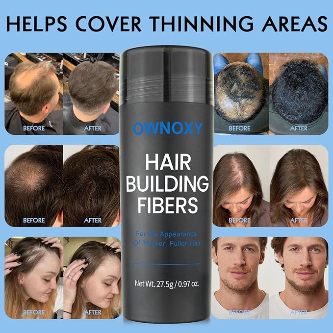 Hair Fibers for Thinning Hair - Hair Building Fibers for the Appearance of Thicker, Fuller Hair, Hair Thickening Fibers for Men and Women - Easy to Apply & Remove, 27.5g/ 0.97oz (Gray)