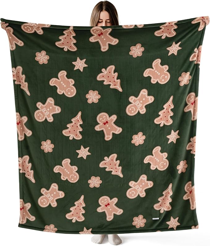 Bedsure Christmas Heated Blanket Throw - Soft Flannel Sherpa Electric Blanket with Gingerbread Pattern, Heated Throw as a Gift, with 6 Heating Levels, 4 Time Settings, and 3-Hour Auto-Off (50"x60")