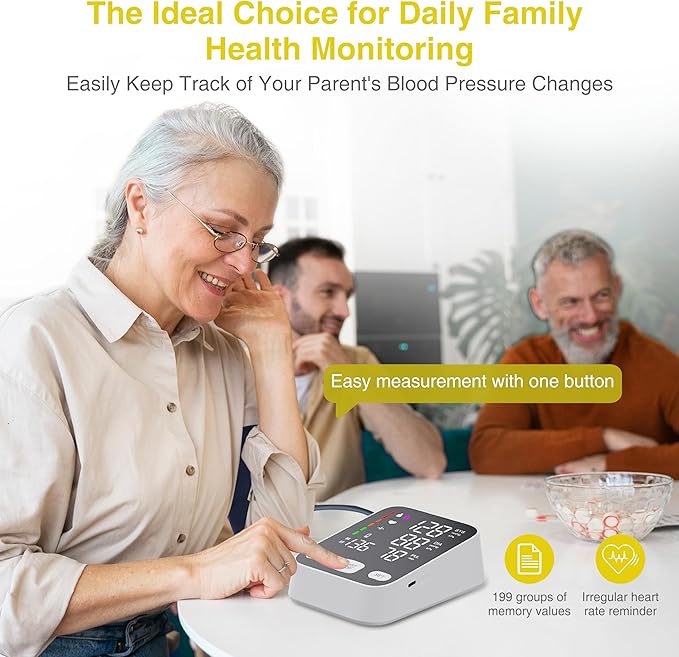 Upper Arm Electronic Blood Pressure Monitor, 6-Inch Extra Large Backlit Display, One-Button Operation, 2 Users availableOne, Pulse Rate Detection, Blood Pressure Monitors for Home Use