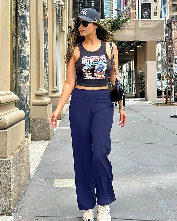 G4Free Yoga Pants Women Wide Leg Pants with Pockets High Waist Stretch Dress Casual Sweatpants Petite/Regular/Tall