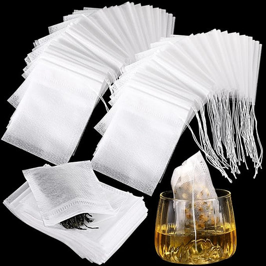 1000 Pcs Disposable Tea Bags Bulk for Loose Leaf Tea Drawstring Empty Coffee Sachets Filter Infuser Strainers for Coffee Spice Herbs(2 x 2.76 inches)