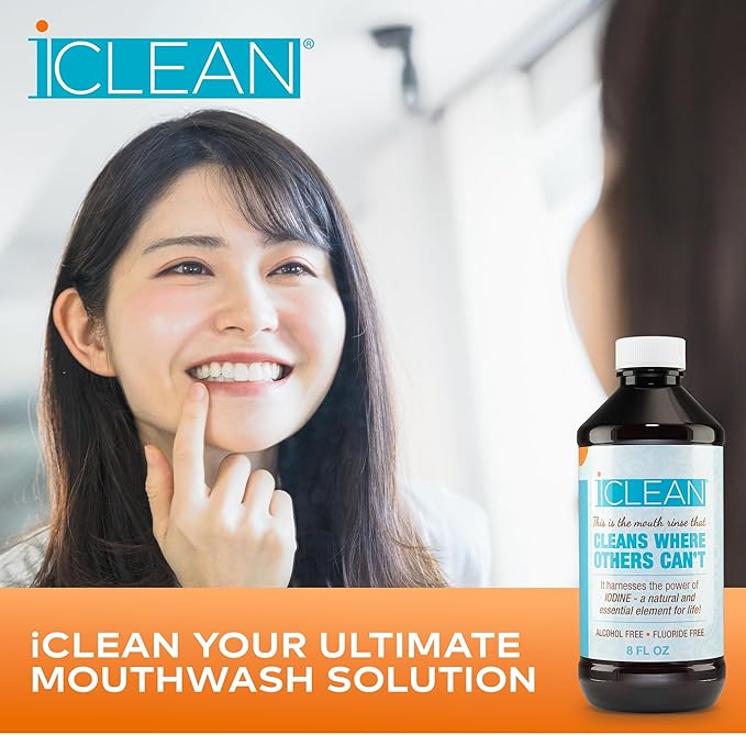 iCLEAN Mouthwash - Fluoride & Alcohol-Free Rinse | Harness The Power of Iodine | Molecular Iodine Mouth Rinse for Clean Oral Care | Gargle for Bad Breath & Oral Wellness | Cleans Where Others Can't