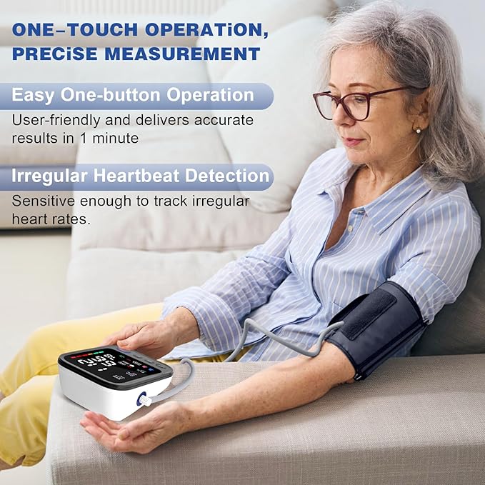 Blood Pressure Monitor, Automatic Digital Upper Arm Blood Pressure Machine with Adjustable Large Cuff, Hypertension Detector - LED Display 2 Users 240 Sets Memory